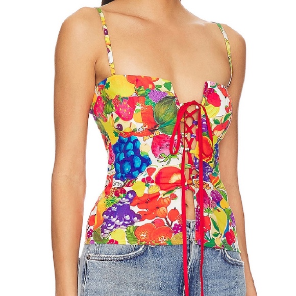 NWT Tyler McGillivary Fruit Sticker Corset Top – Size S - Picture 3 of 4